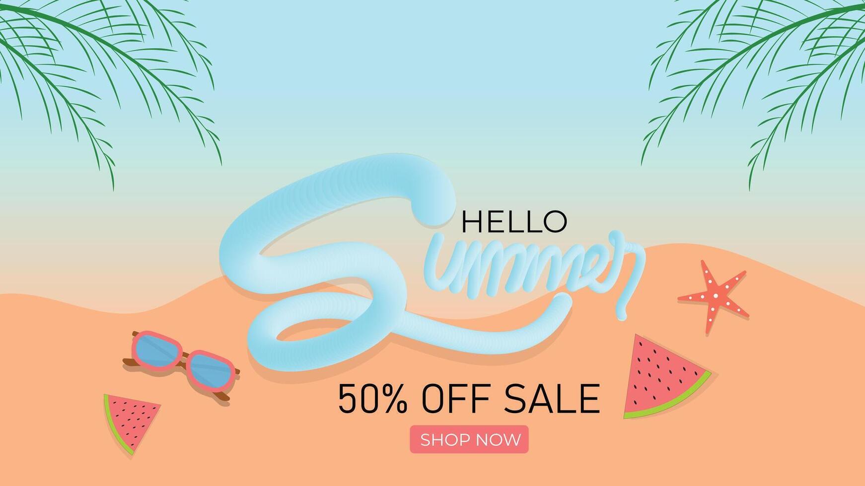 Enjoy the Hello Summer Sale with amazing discounts of up to 50 percent. Shop now for the best deals on fashion, accessories, and more. Hurry, limited stock available. vector
