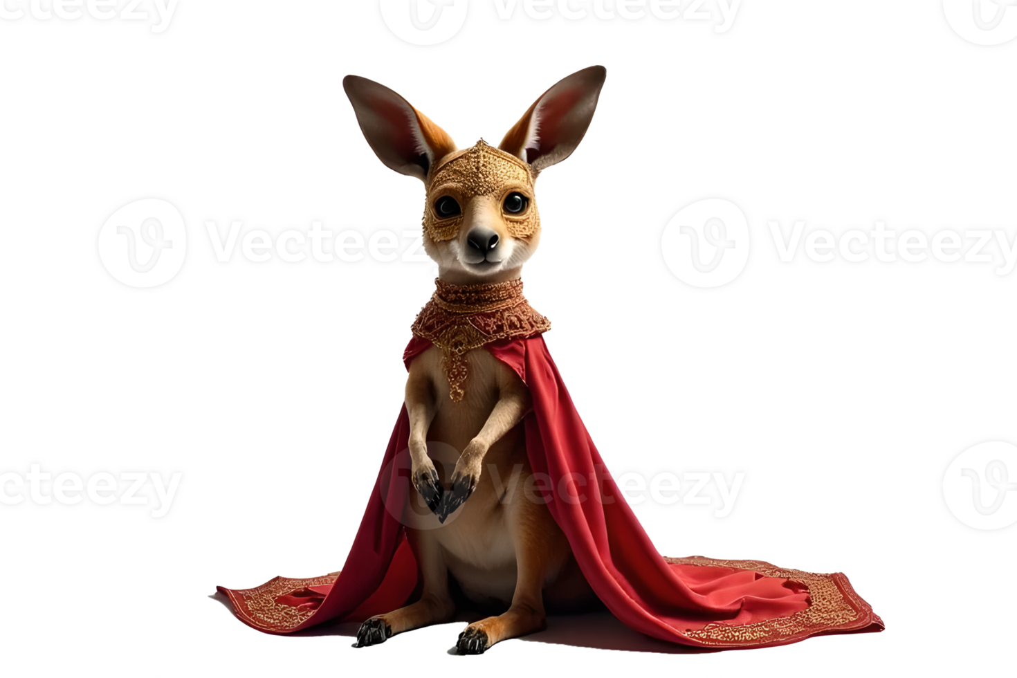 A kangaroo dressed in a red cape and crown png