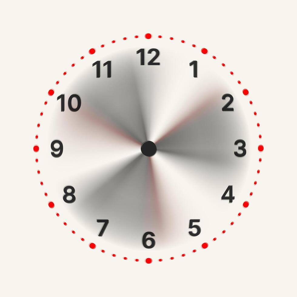 Classic watch dial with very fast spinning hands. Concept of imperceptible flow of time or life. vector