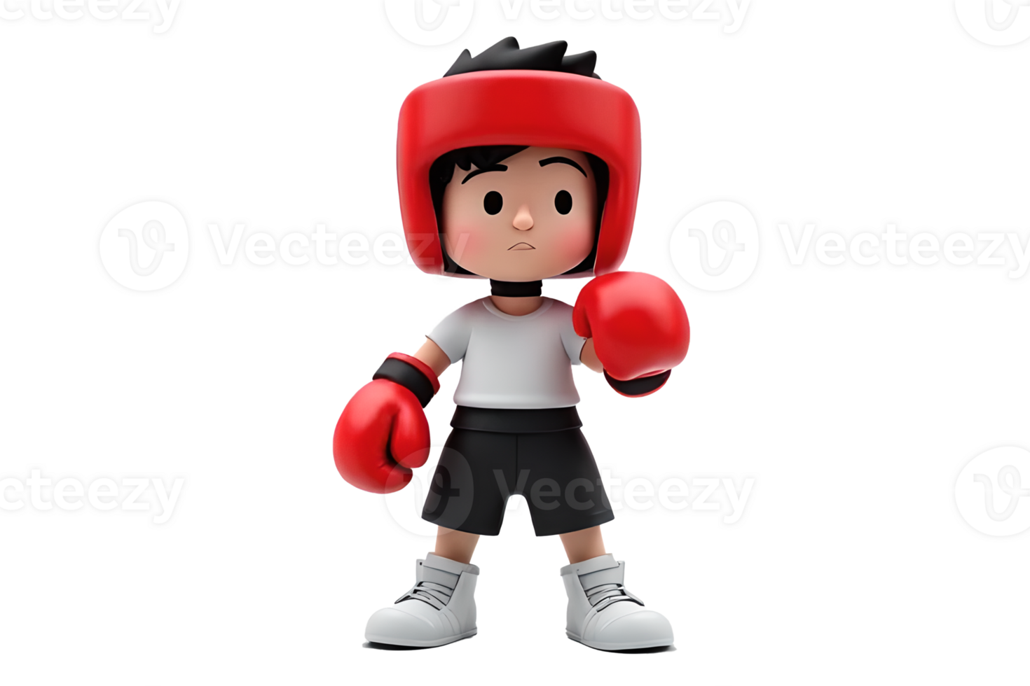 A cartoon boy wearing boxing gloves and a helmet png