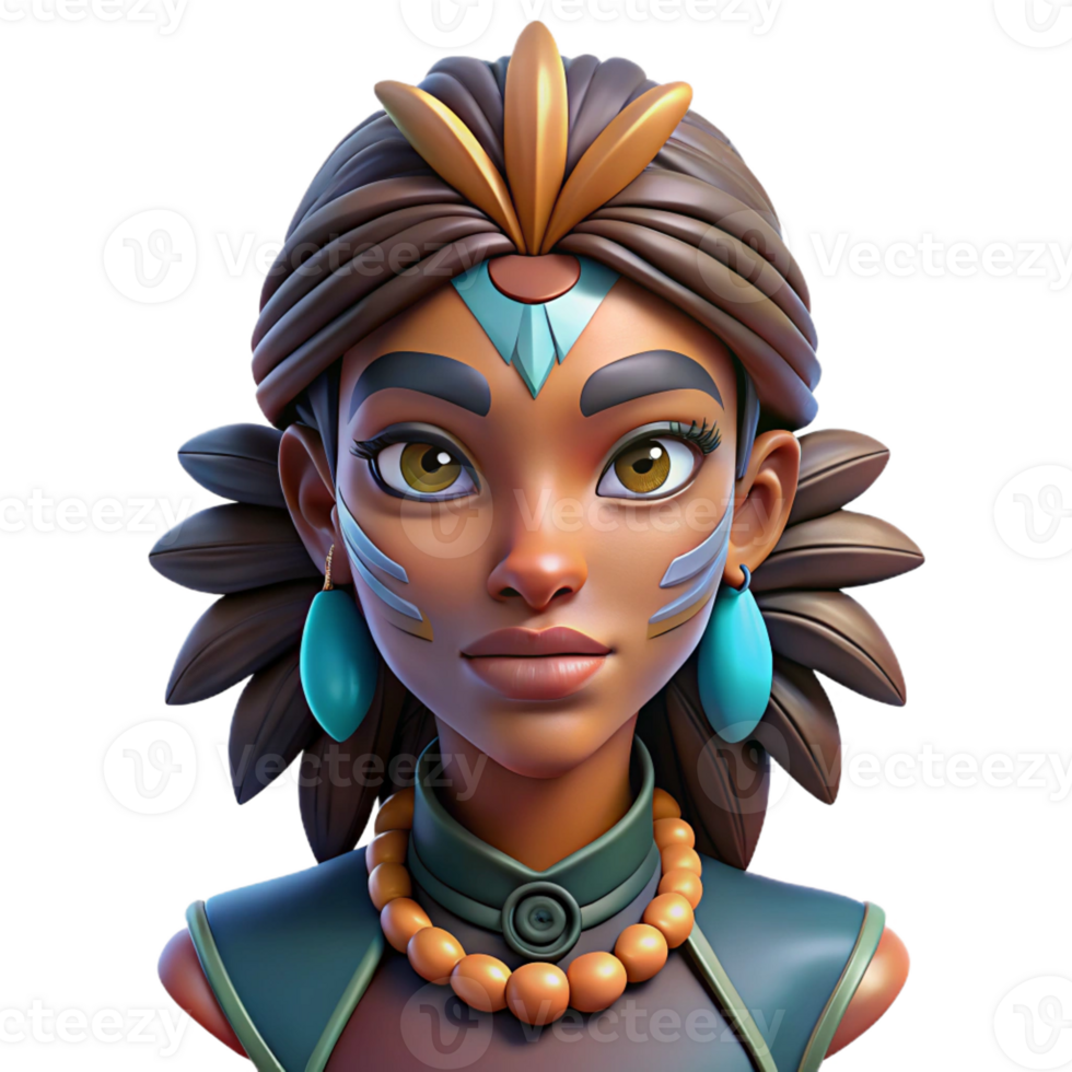 wonderful classic Portrait of a woman with intricate face paint and a tribal headdress, bold, graphic lighting, indigenous art style authentic png