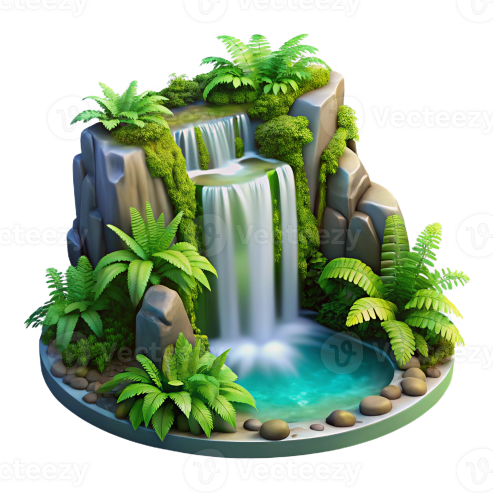 magnificent classic A Cascading Waterfall Surrounded by Lush original png