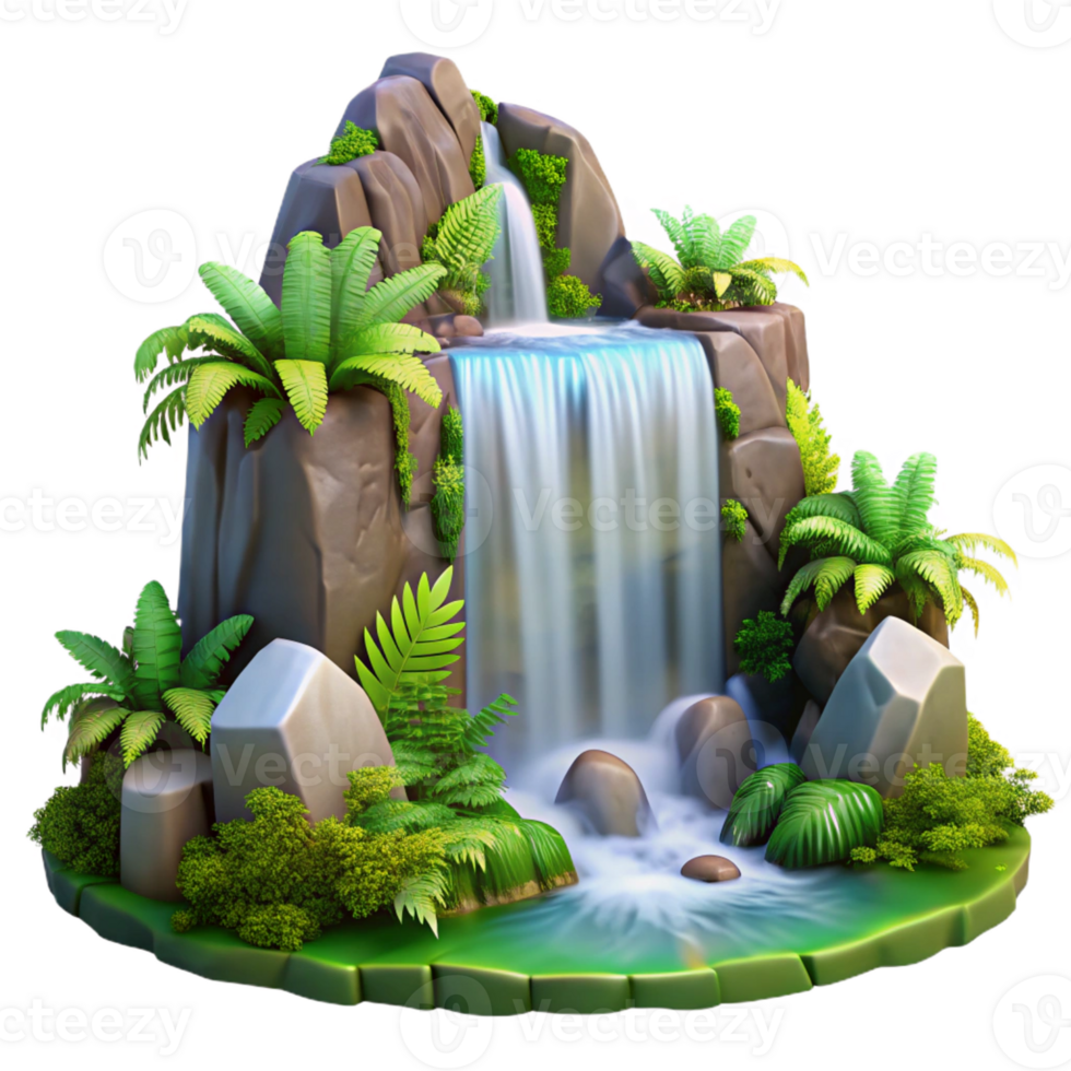 beautiful rustic A Cascading Waterfall Surrounded by Lush authentic png