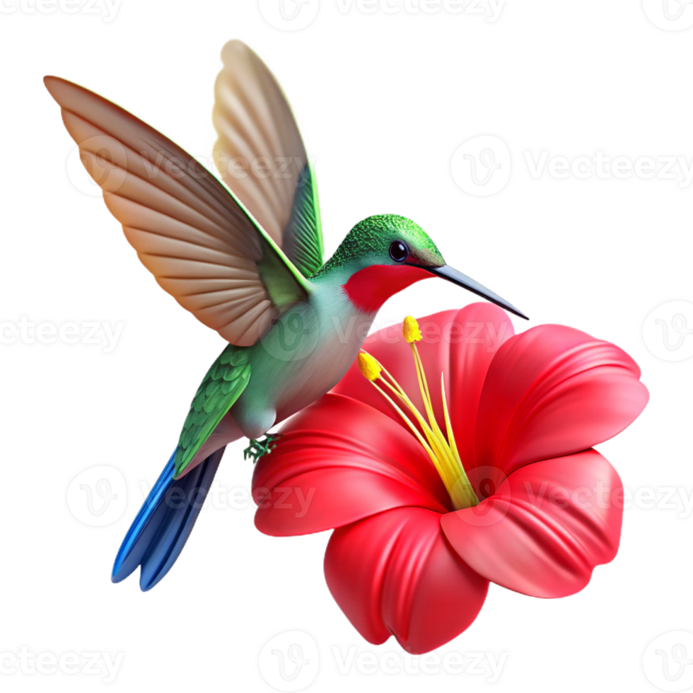 wonderful rustic A Hummingbird Hovering Near a Vibrant Red exclusive png