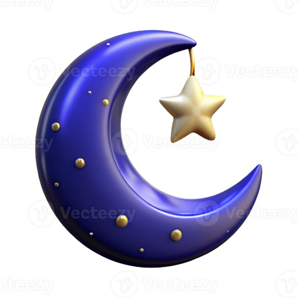vibrant classic A Crescent Moon Hanging in a Dark Blue 4K png