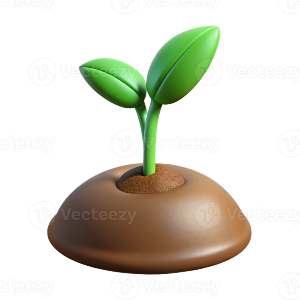 dramatic modern A sprouting seedling pushing through the soil, soft light, macro photography style 4K png