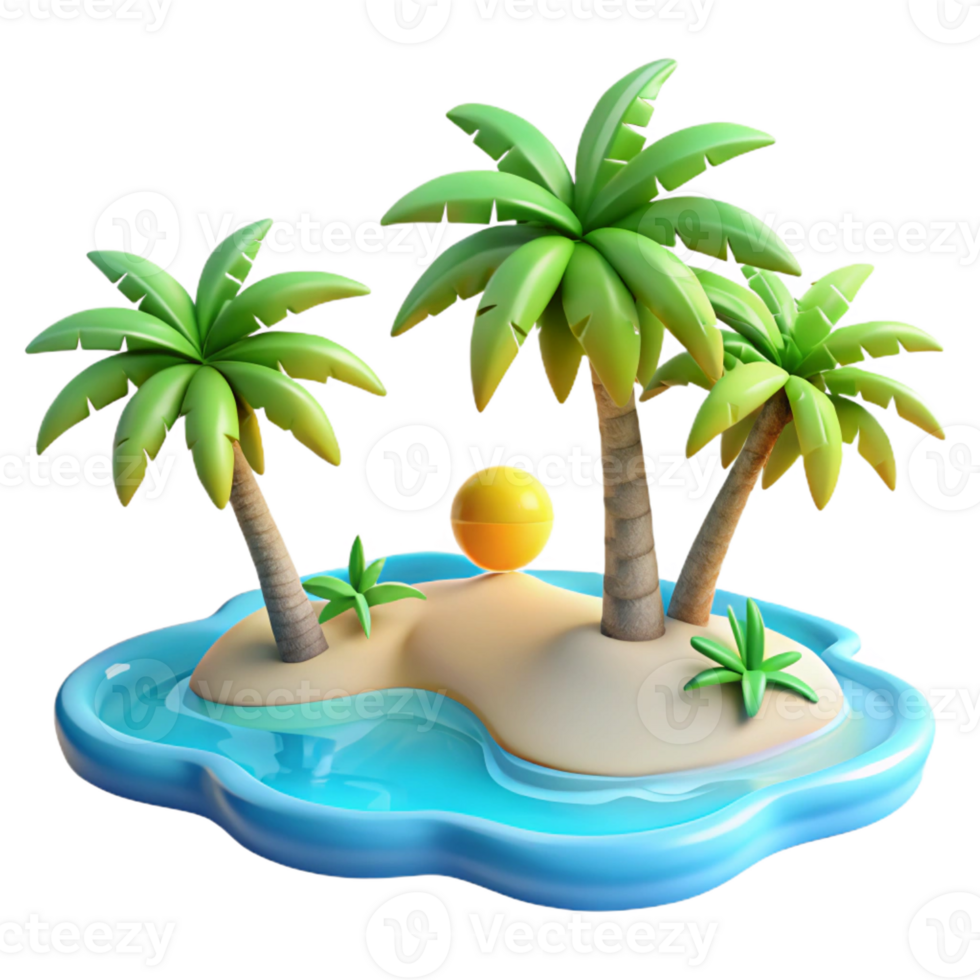 extraordinary classic A tropical beach with palm trees and turquoise water, bright sunlight, vacation photography detailed png