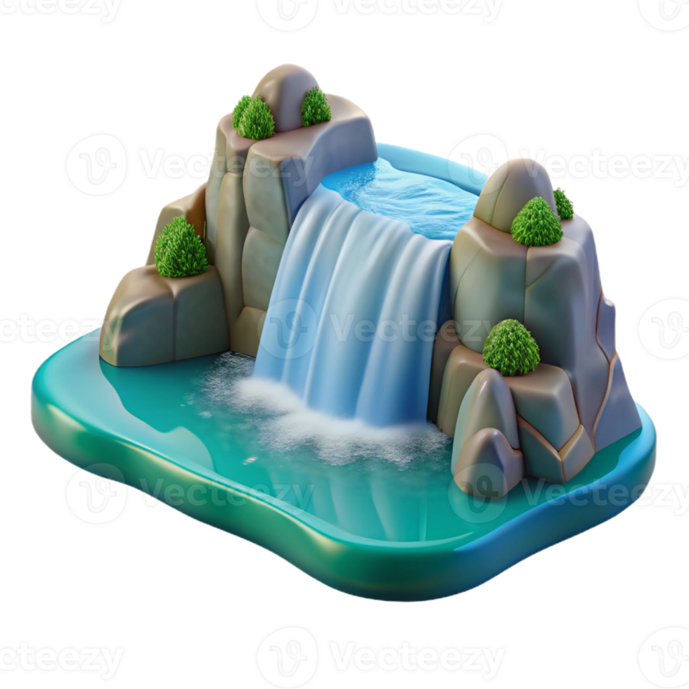 vibrant artistic A waterfall cascading into a crystal-clear pool, soft light, nature photography genuine png