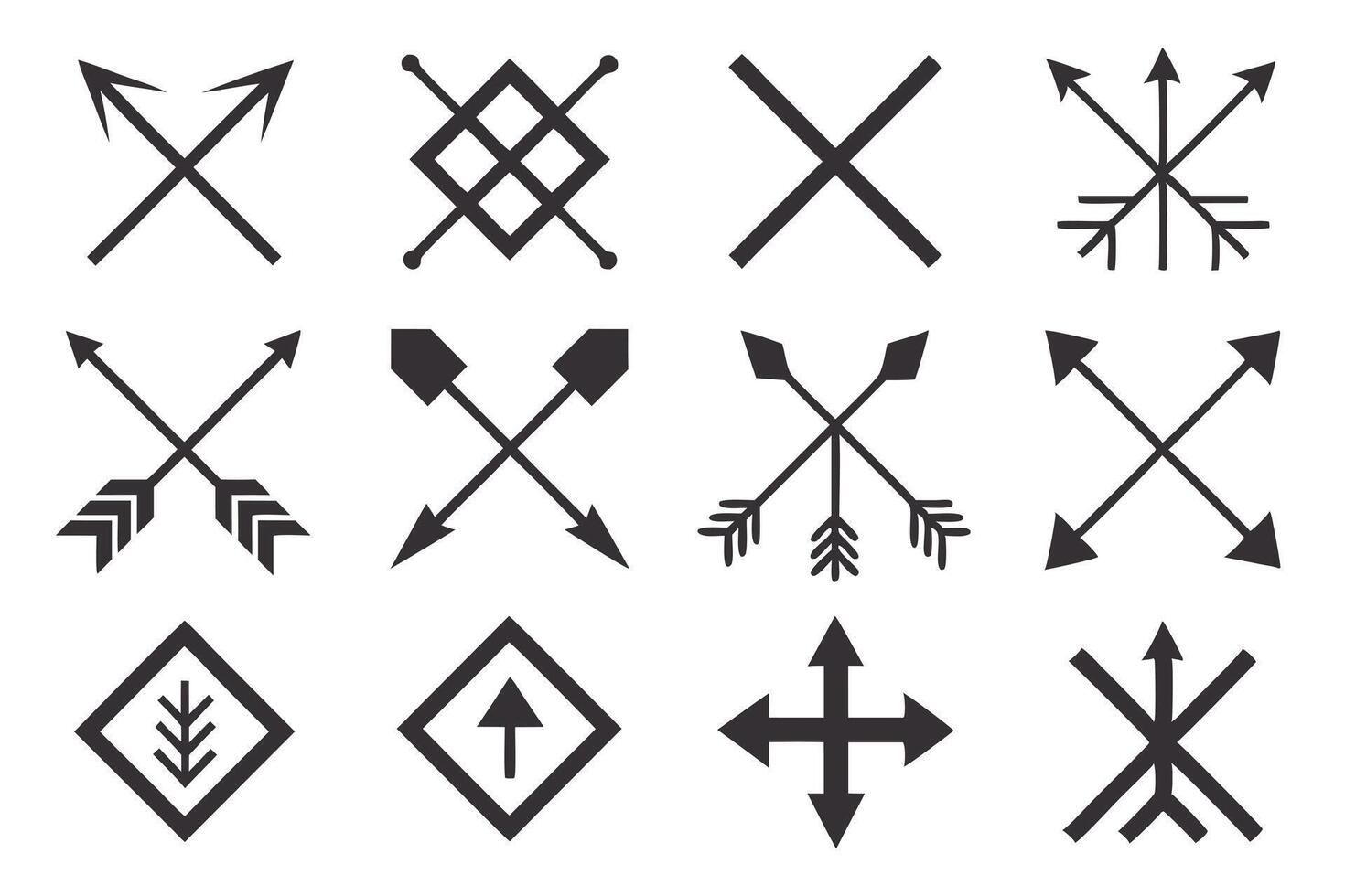 Set of 12 Simple Geometric Arrow Designs vector