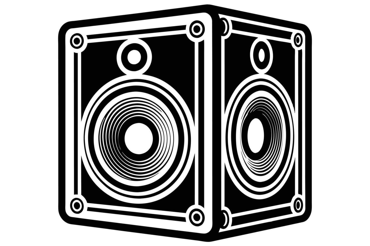 A Stylish Black and White Graphic of a Stereo Speaker vector