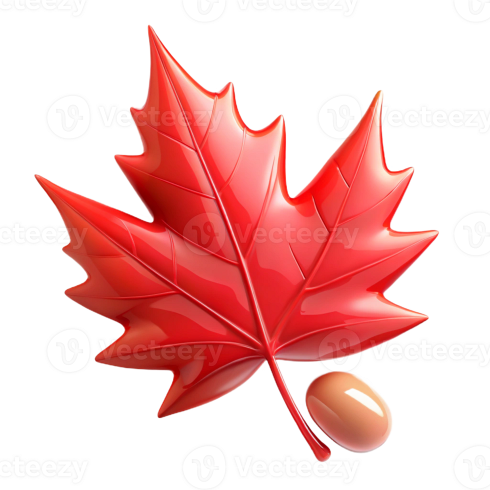 impressive traditional A single, perfect dewdrop clinging to a vibrant red maple leaf in crisp morning sunlight, hyperrealistic style high resolution png