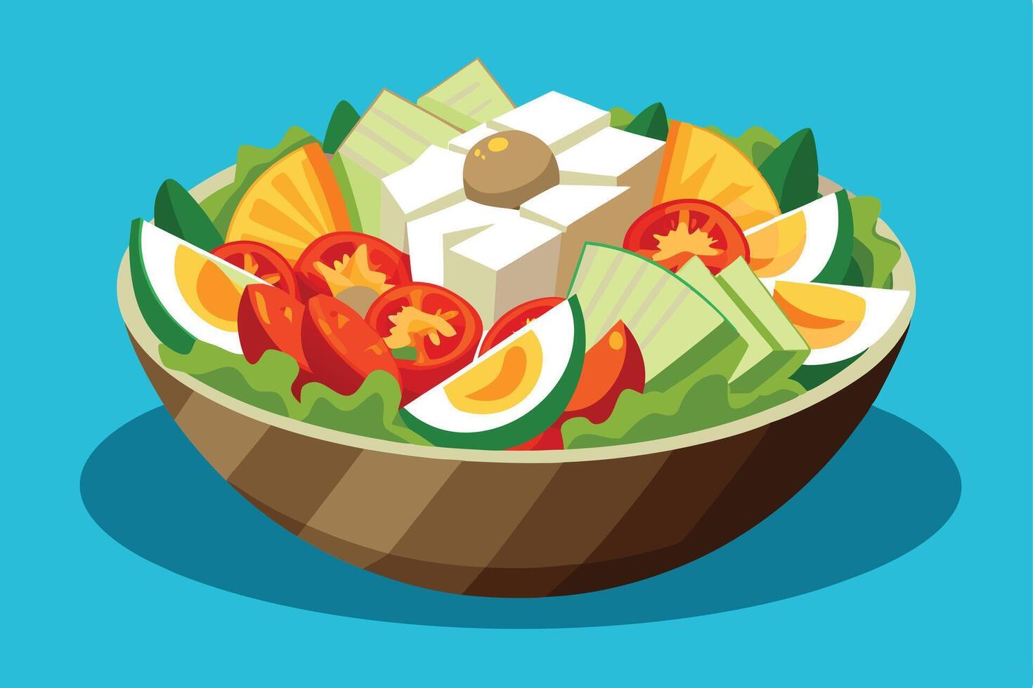A colorful, Healthy Salad in a Bowl, Ideal for Restaurant Promotion vector