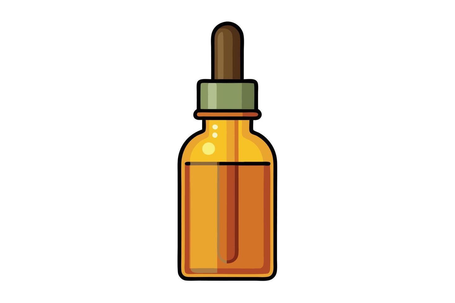 Animated illustration of a dropper bottle of amber liquid. vector
