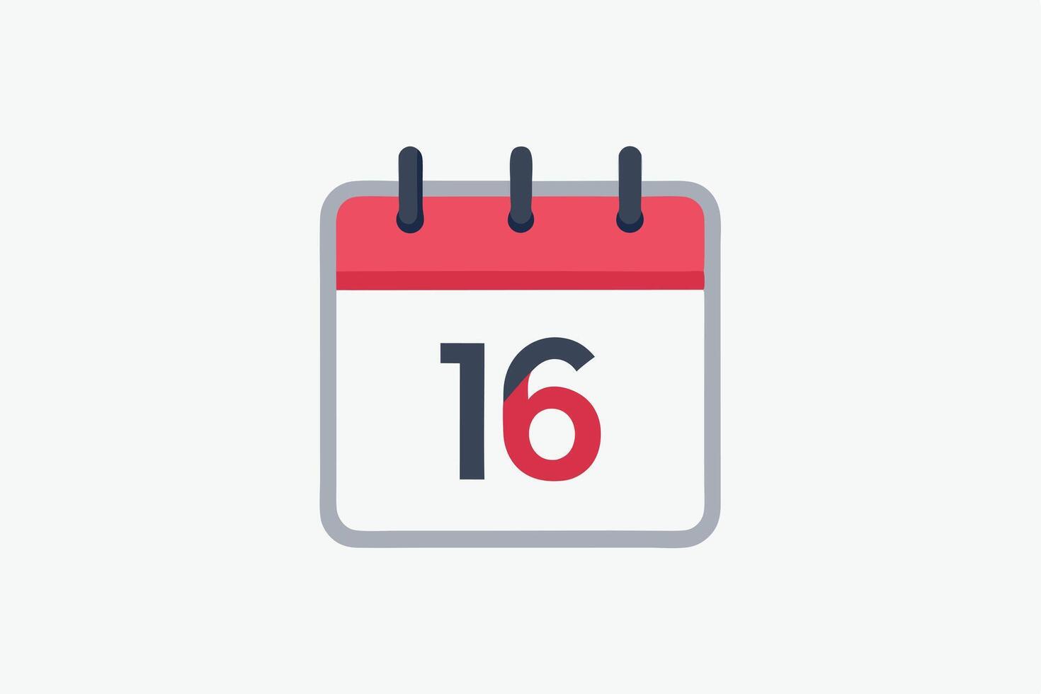 Simple Flat Icon of Calendar Showing Date 16 vector