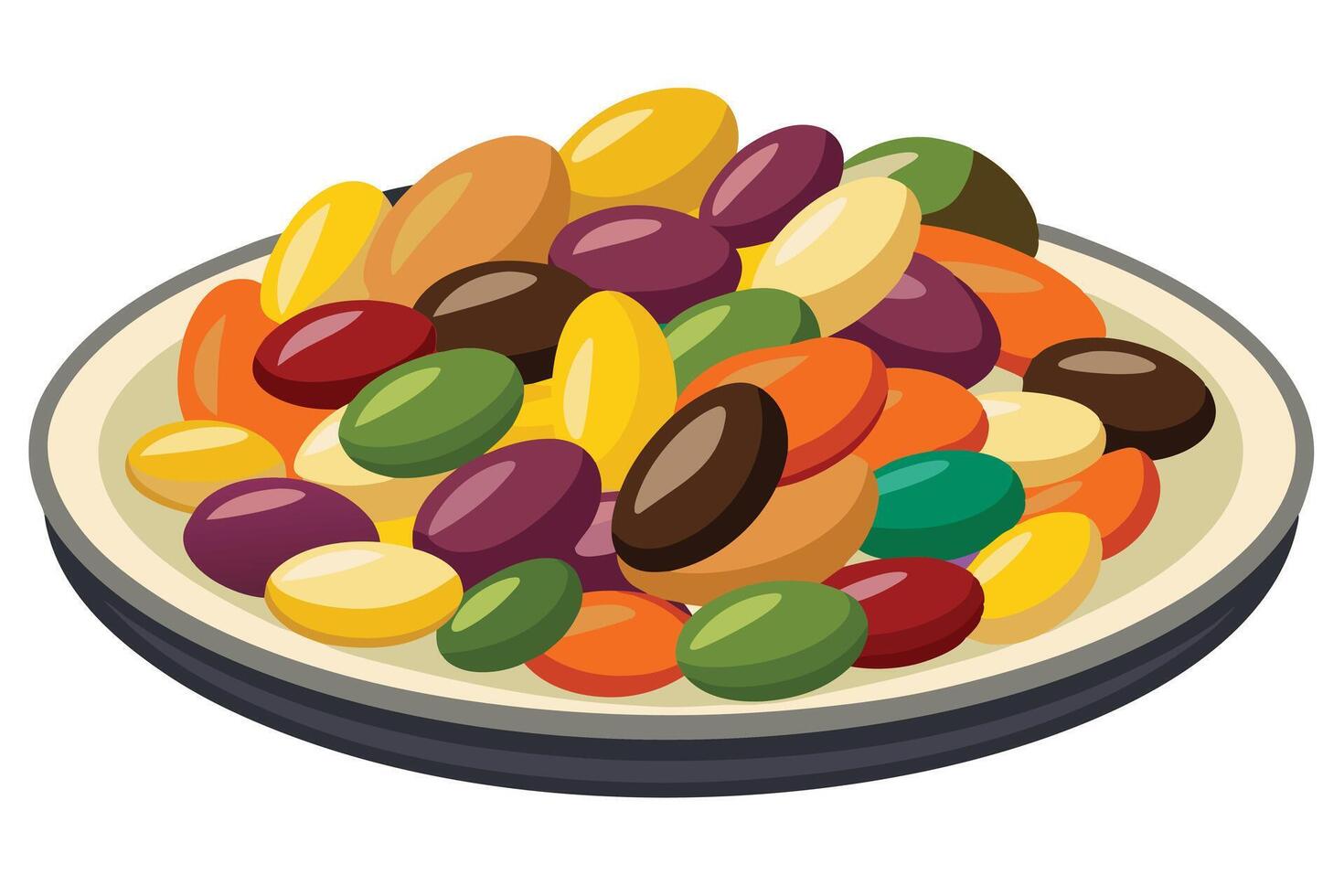 Colorful Mixed Beans or Seeds on a Plate vector
