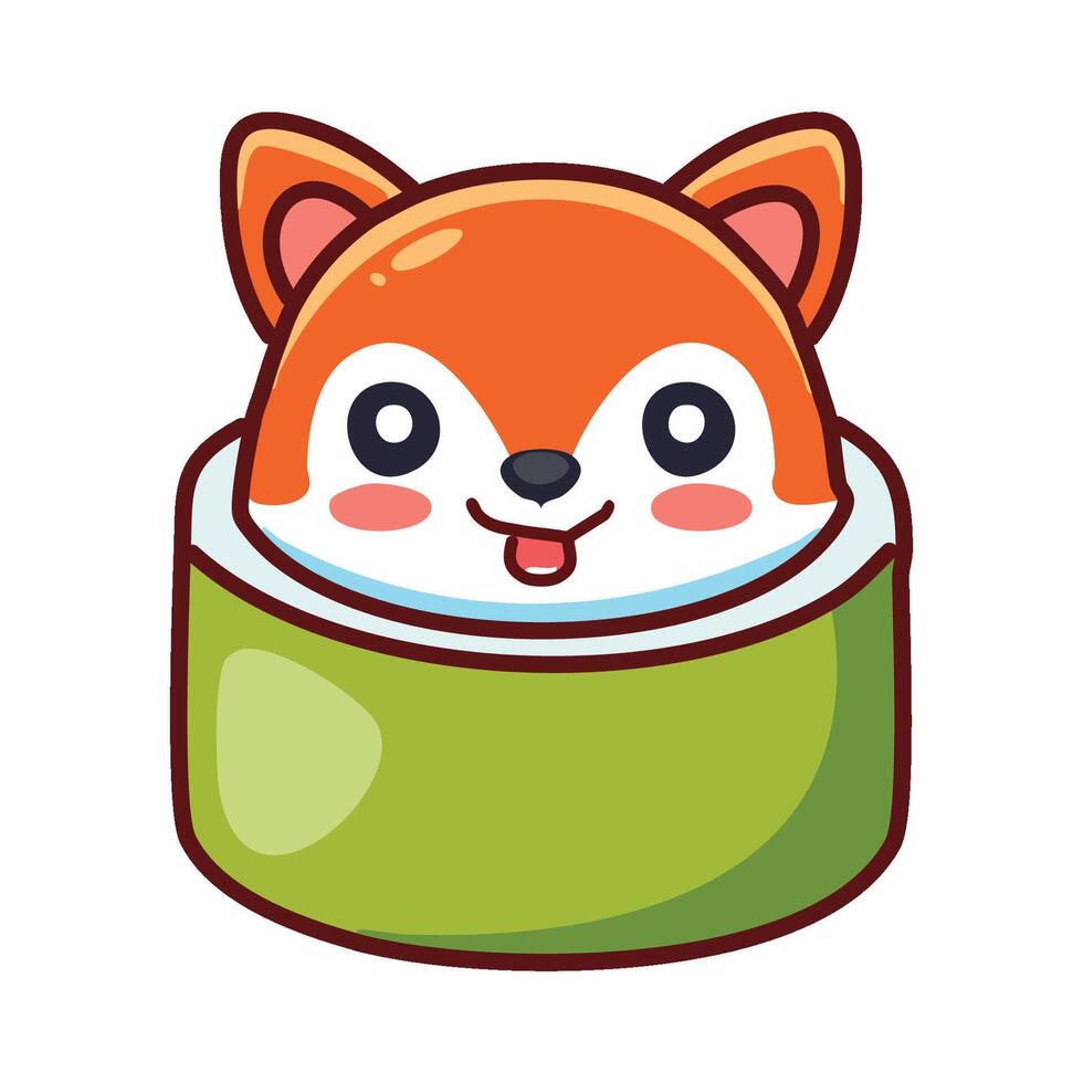 a cartoon fox in a green bowl vector