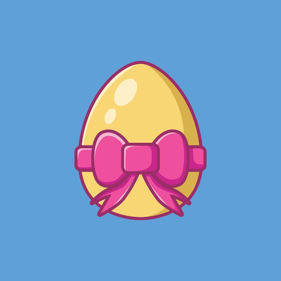Cute Easter Egg with Ribbon Easter Egg Elements. Cartoon Illustration vector