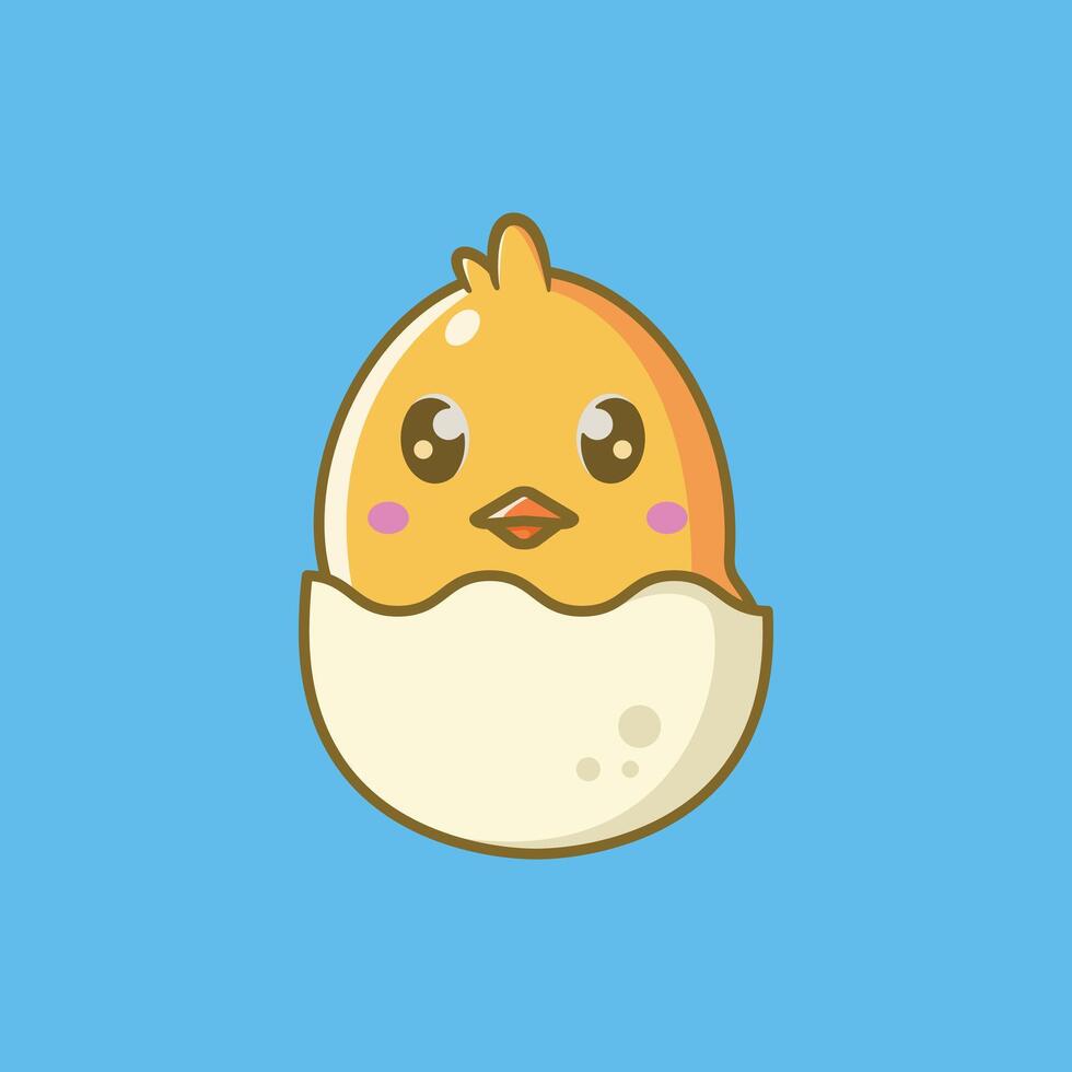 Cute Easter Egg Hatch Easter Egg Element Chick. Cartoon Illustration vector