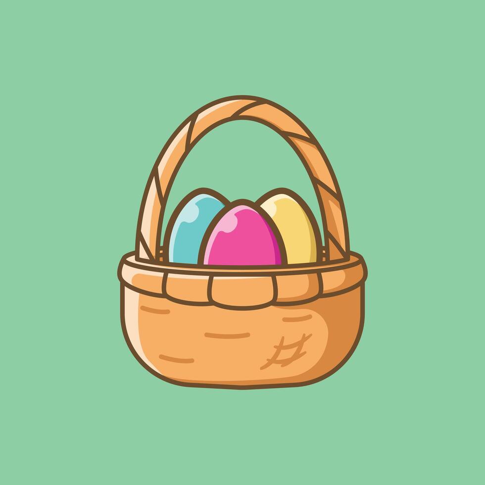 Cute Easter Egg Pot Easter Egg Elements. Cartoon Illustration vector
