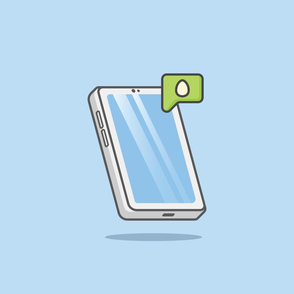 Smartphone With Notification Easter Egg Day Easter Egg Day Elements. Cartoon Illustration vector