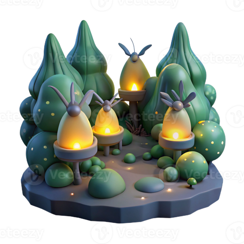 elegant modern A Group of Fireflies Illuminating a Dark original png