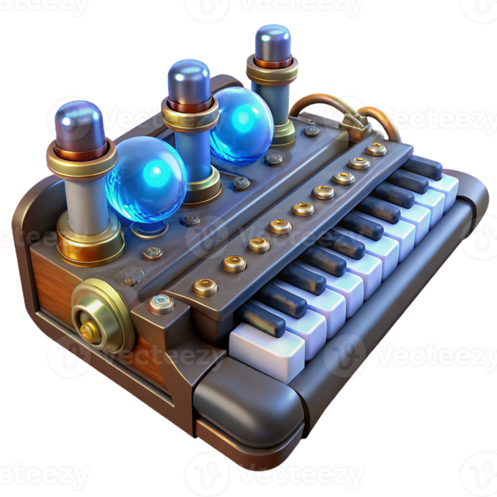 dramatic contemporary elegant rustic A Close Up of a Steampunk Keyboard with professional authentic png