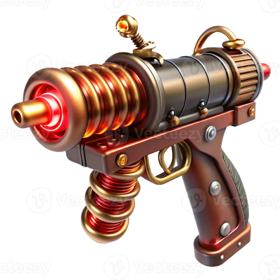 impressive vintage A Close Up of a Steampunk Ray Gun with exclusive png