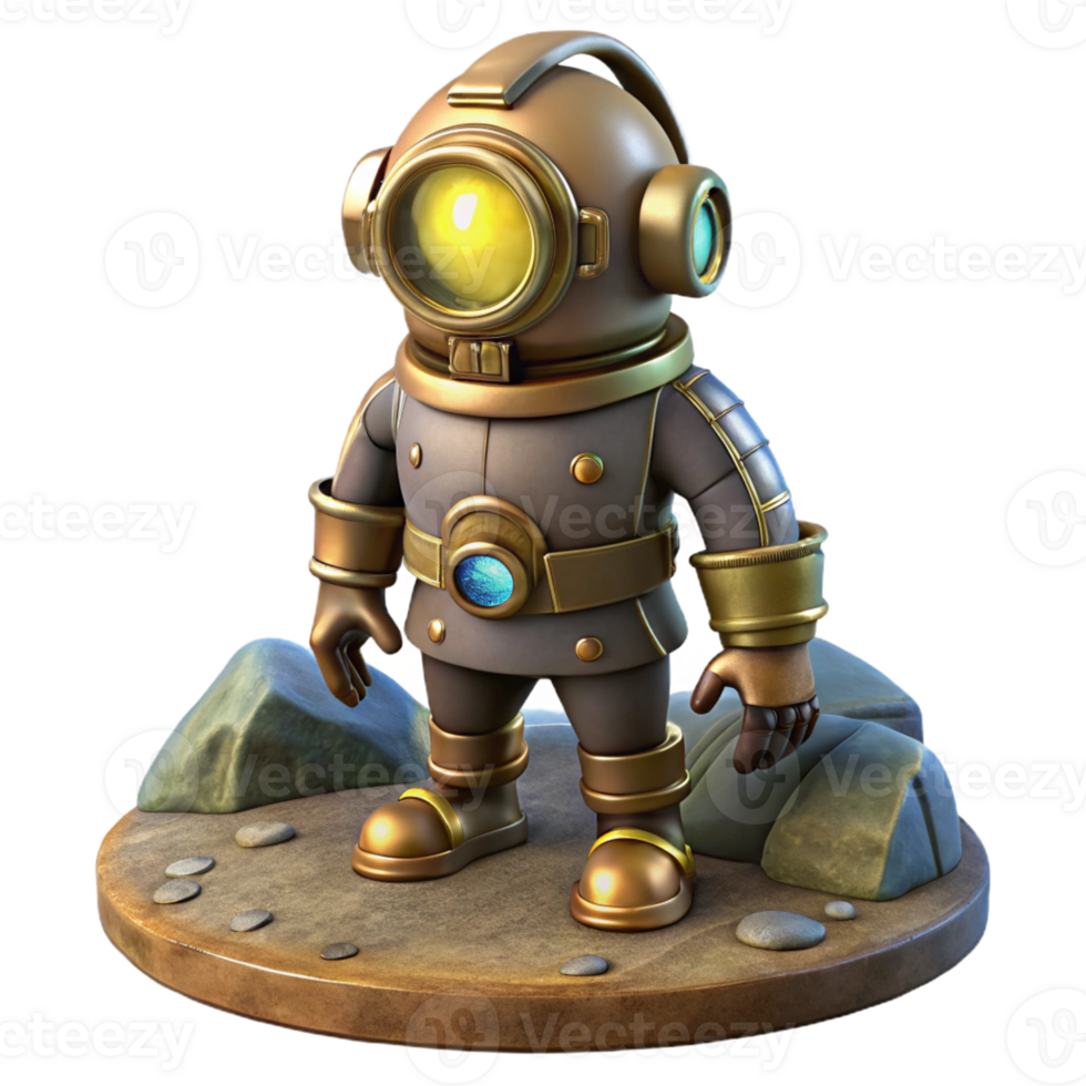 magnificent classic A Steampunk Diving Suit with Brass Helmet detailed png