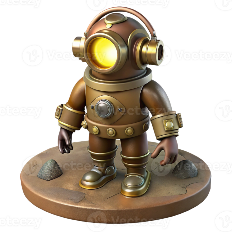 impressive modern A Steampunk Diving Suit with Brass Helmet exclusive png