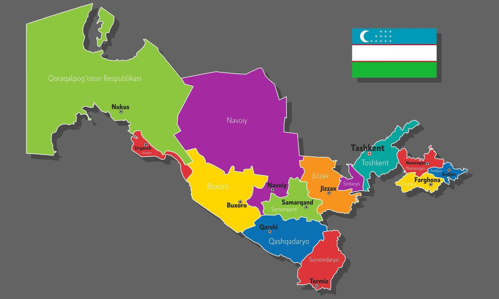 map of Uzbekistan vector
