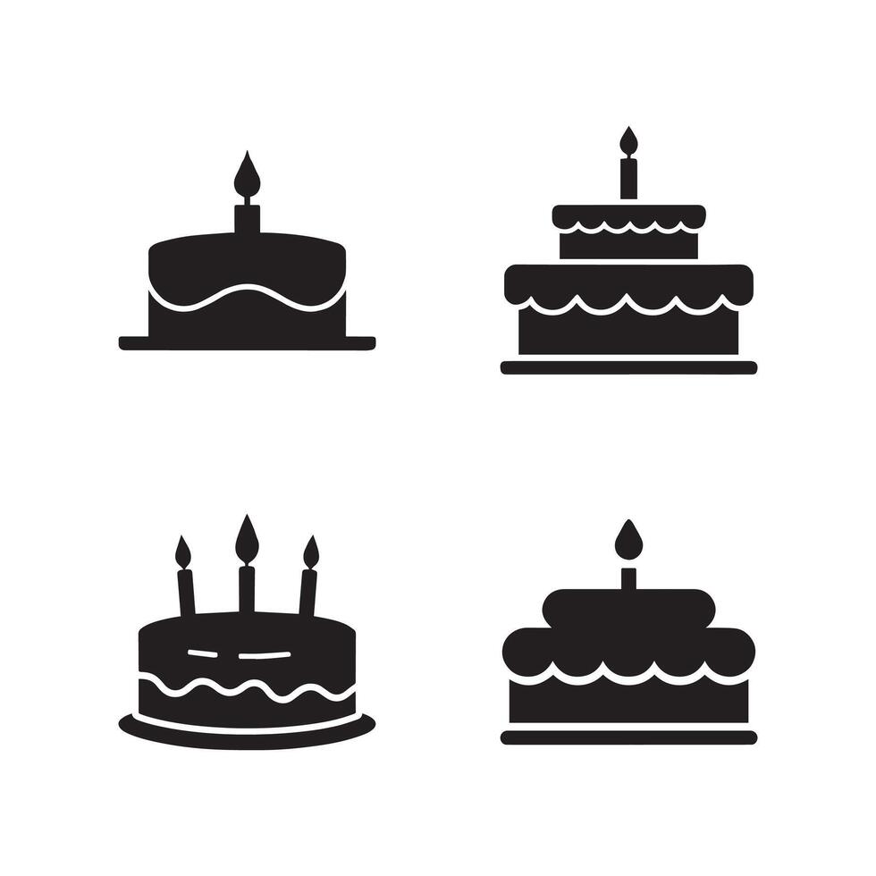 Different Styles of Cake Icons with Candles Design vector
