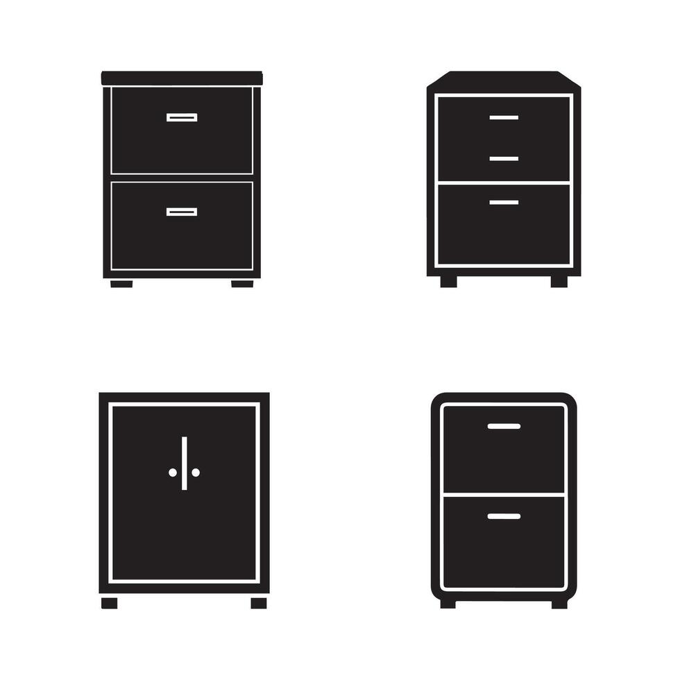 Different Cabinet Icons for Storage and Office Organization vector