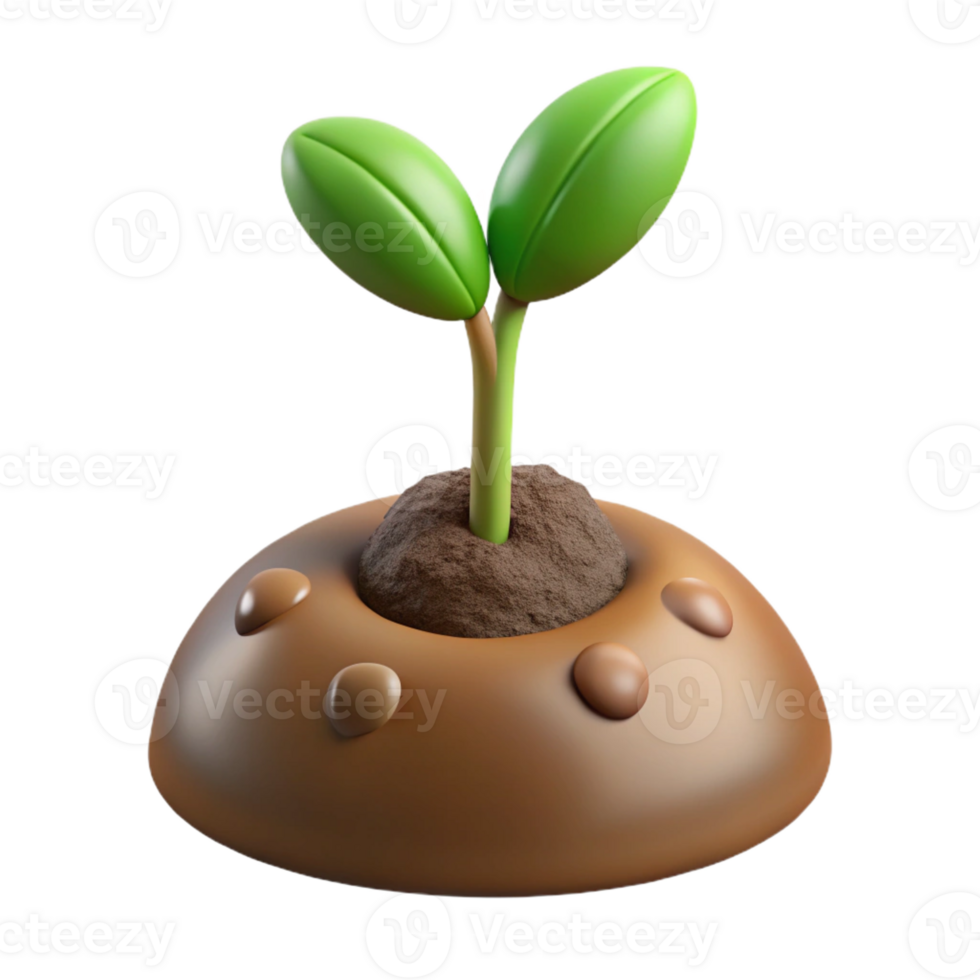 impressive contemporary A sprouting seedling pushing through rich soil, close-up, with earthy tones and realistic textures detailed png