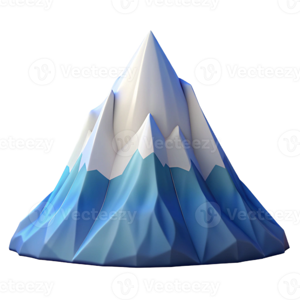 stunning abstract A majestic snow-capped mountain peak, rendered in a low-poly style, with cool blues and crisp, clean lines authentic png