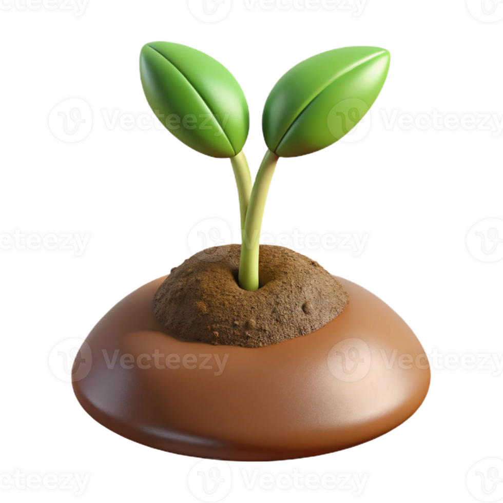 elegant minimalist A sprouting seedling pushing through rich soil, close-up, with earthy tones and realistic textures high quality png