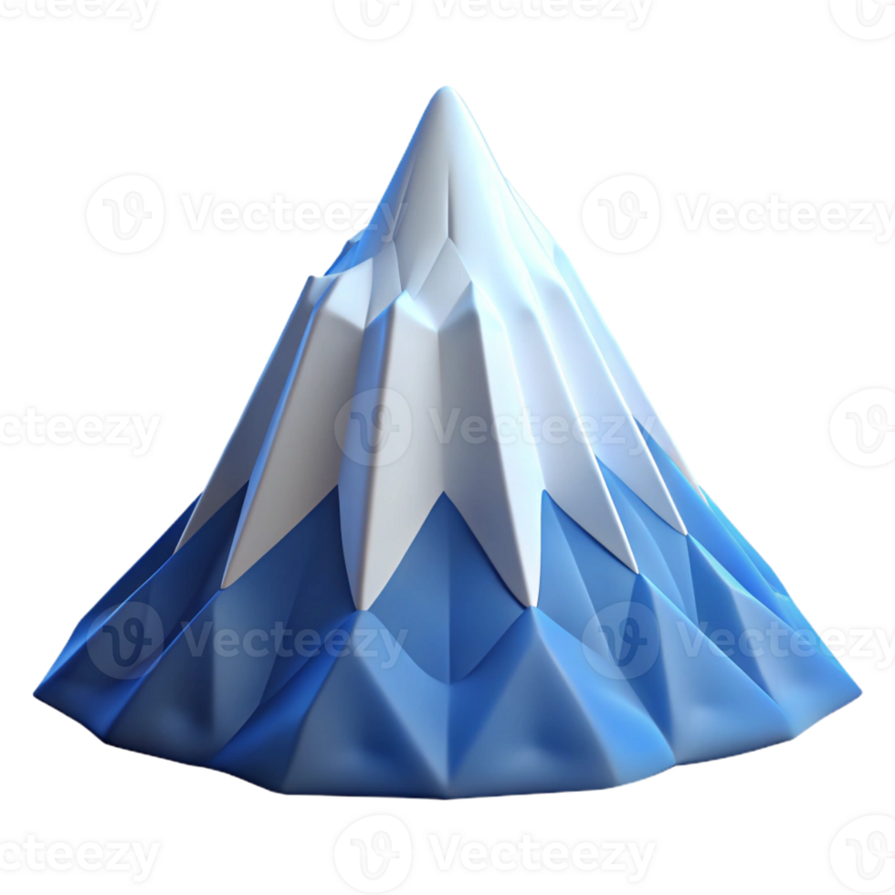 extraordinary rustic A majestic snow-capped mountain peak, rendered in a low-poly style, with cool blues and crisp, clean lines authentic png