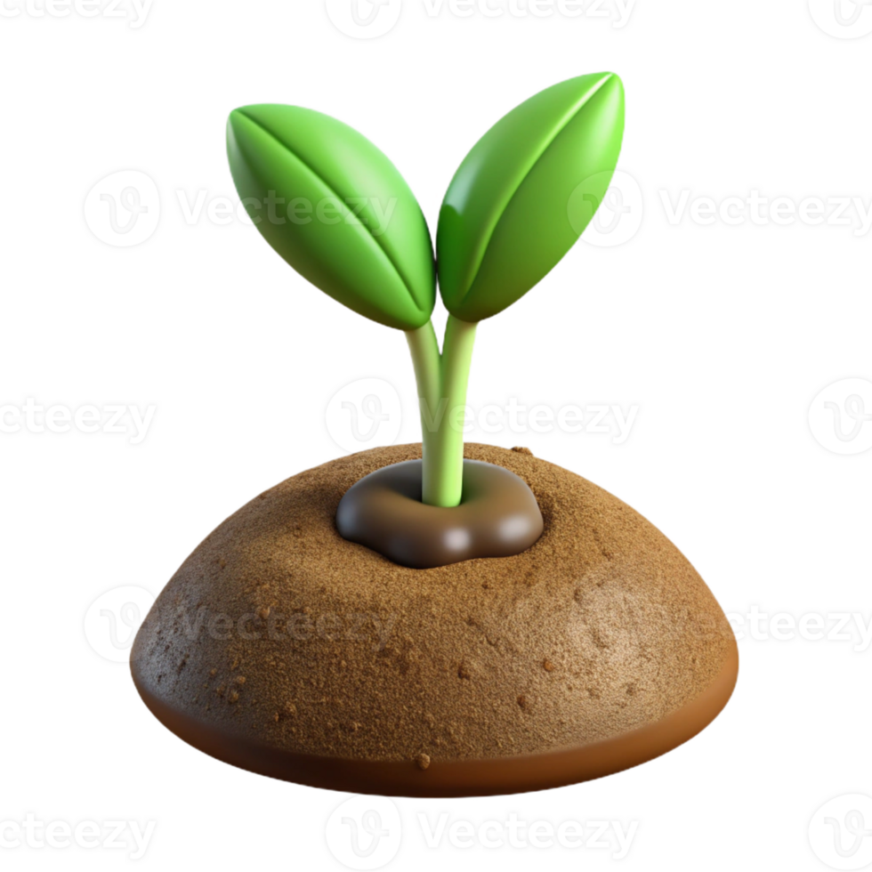 serene rustic A sprouting seedling pushing through rich soil, close-up, with earthy tones and realistic textures premium png