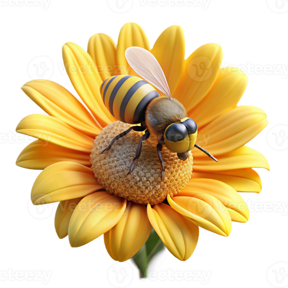 serene rustic A Close Up of a Bee Collecting Pollen from detailed png