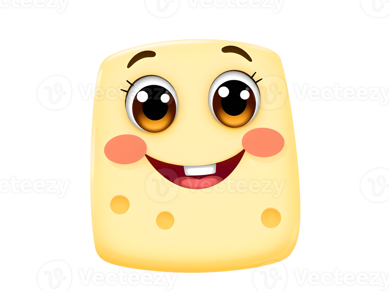 Cheese face with eyes and smile png