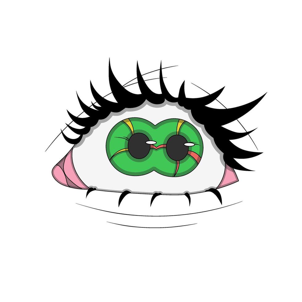 Green colored Psychedelic eye, split eye, liquid eye, psychedelic sticker vector