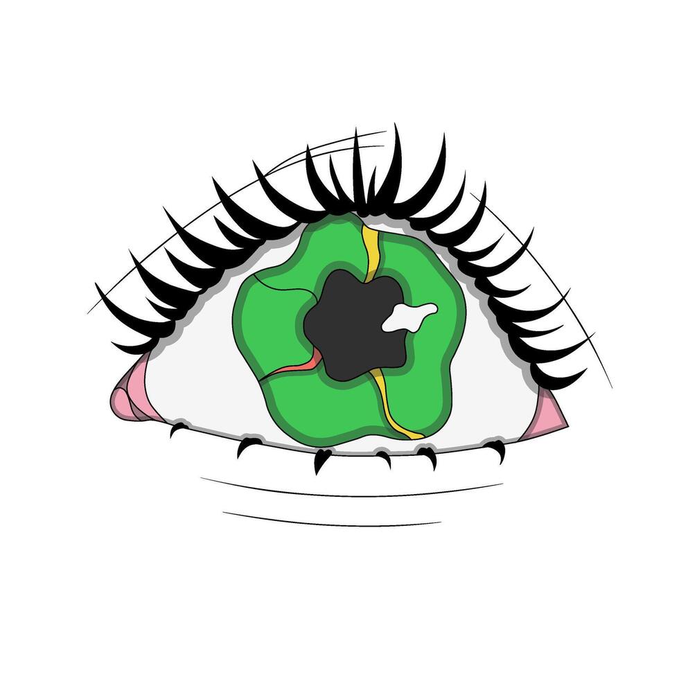 Green colored Psychedelic eye, liquid eye, psychedelic sticker vector