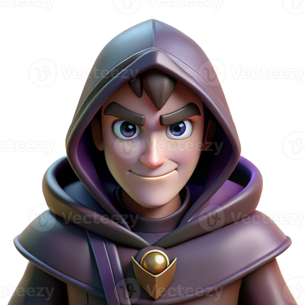 elegant minimalist A cunning rogue with a hooded cloak and twin daggers, lurking in the shadows. Dramatic lighting, comic book style high quality png