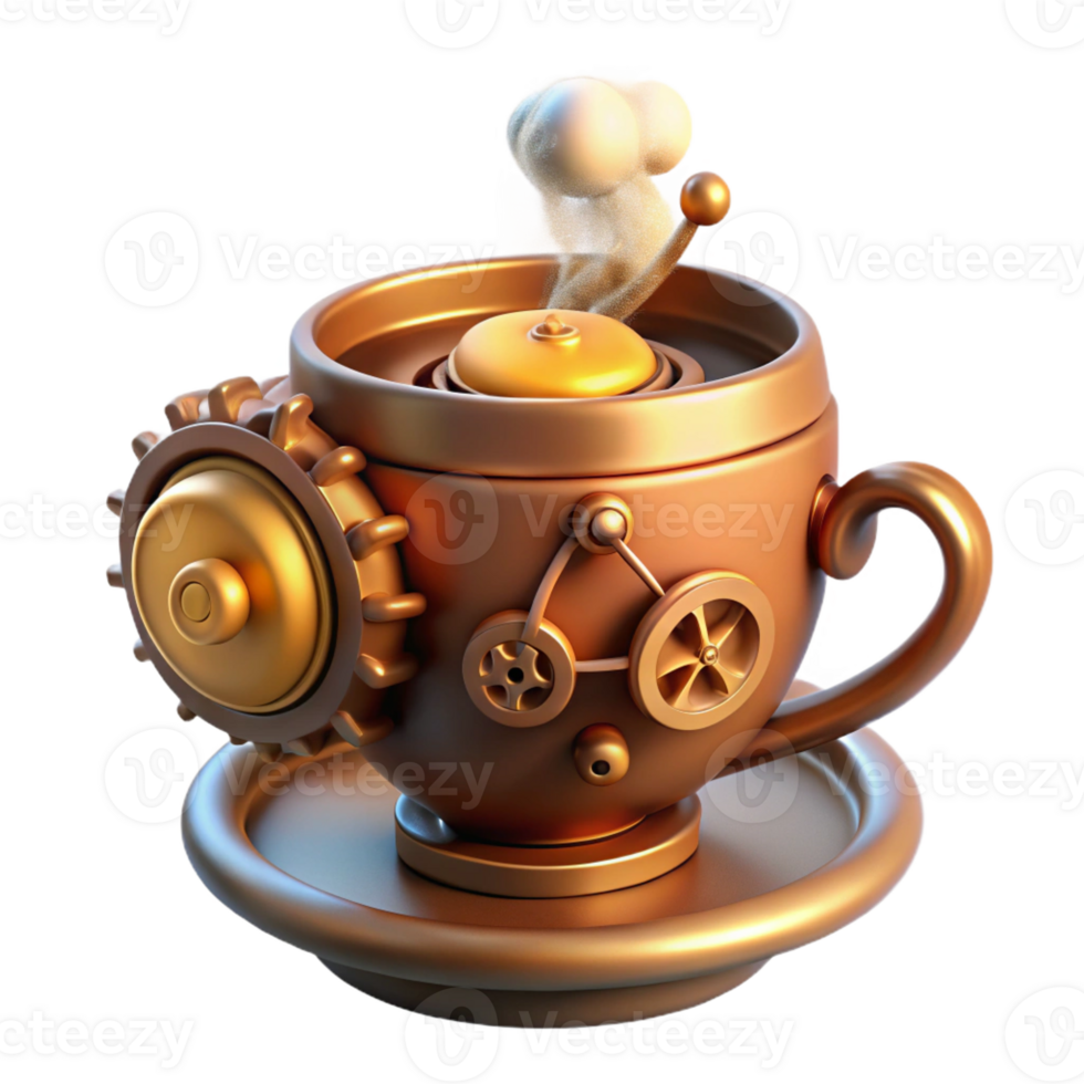 extraordinary contemporary A Steampunk Inspired Teacup with Intricate 4K png