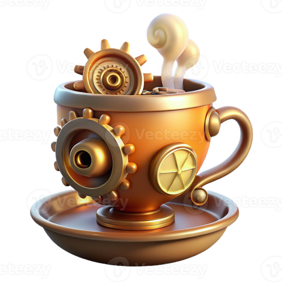stunning minimalist A Steampunk Inspired Teacup with Intricate high resolution png