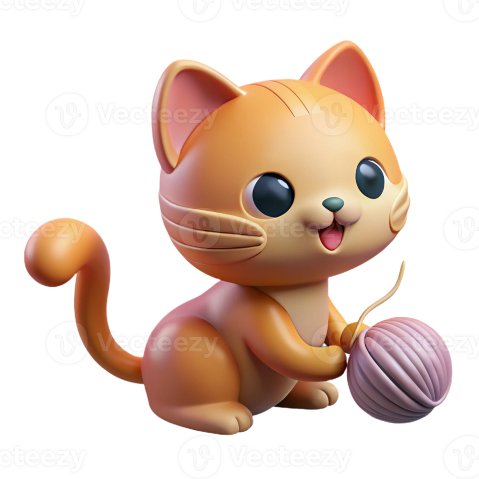 beautiful abstract A playful kitten batting at a ball of yarn, illuminated by soft window light, in a cute and whimsical cartoon style professional png