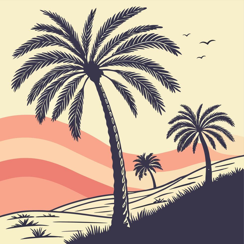 Landscape with trees against a night sky vector