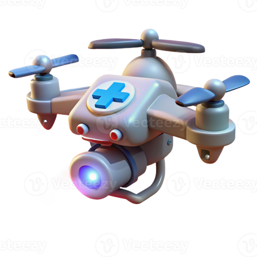 stunning classic A futuristic medical drone hovering over a patient, emitting a healing beam of light. Soft, clinical lighting, photorealistic style professional png