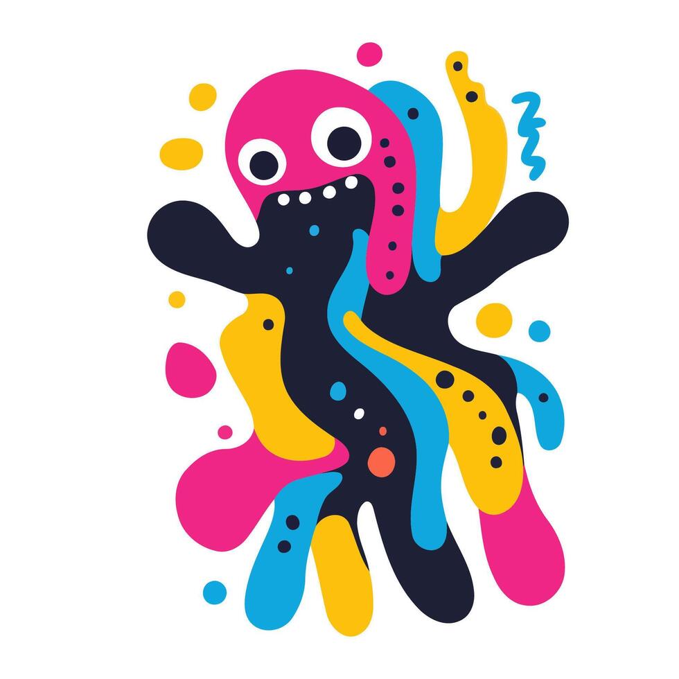 Playful Abstract Character With Colorful Splashes vector