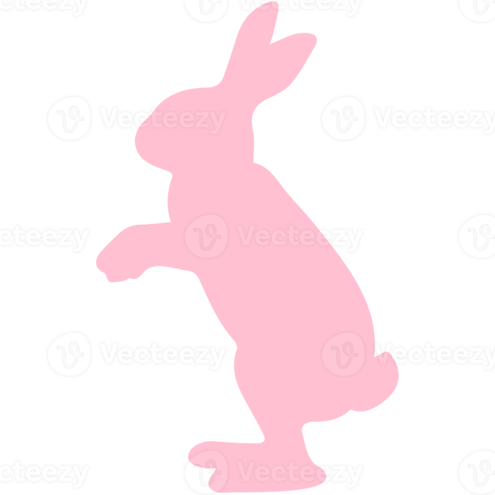 A pink silhouette of a rabbit standing on its hind legs png