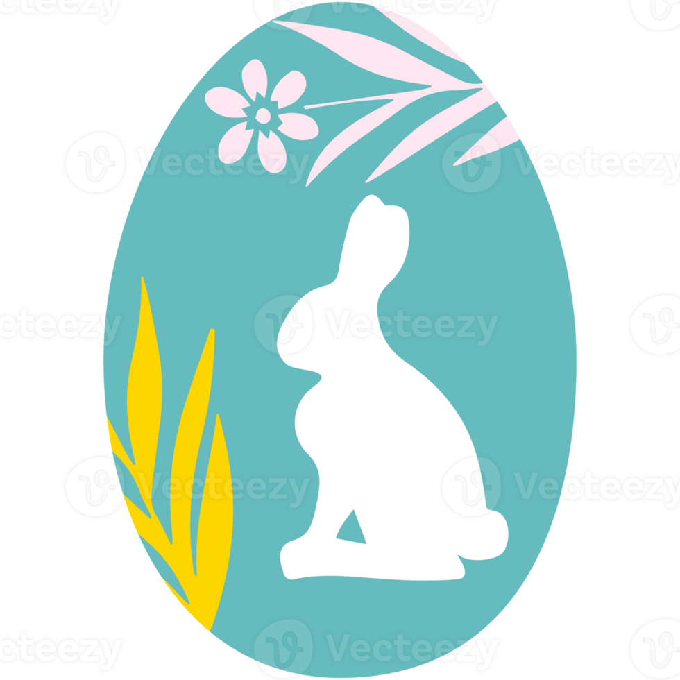 An easter egg with a bunny silhouette in the center png